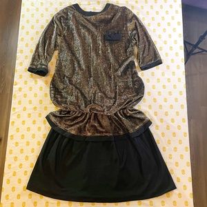 80's 90's Gold and Black Maternity Party Dress Size 6